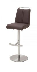 Barstuhl Giulia in echt braun Leder und Edelstahl gebürstet Barhocker mit Griffleiste höhenverstellbar Barstuhl Giulia in echt braun Leder und Edelstahl gebürstet Barhocker mit Griffleiste höhenverstellbar