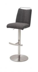Barstuhl Giulia in anthrazit Feingewebe und Edelstahl gebürstet Barhocker mit Griffleiste höhenverstellbar Barstuhl Giulia in anthrazit Feingewebe und Edelstahl gebürstet Barhocker mit Griffleiste höhenverstellbar