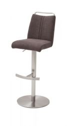 Barstuhl Giulia in braun Feingewebe und Edelstahl gebürstet Barhocker mit Griffleiste höhenverstellbar Barstuhl Giulia in braun Feingewebe und Edelstahl gebürstet Barhocker mit Griffleiste höhenverstellbar