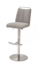 Barstuhl Giulia in eisgrau Feingewebe und Edelstahl gebürstet Barhocker mit Griffleiste höhenverstellbar Barstuhl Giulia in eisgrau Feingewebe und Edelstahl gebürstet Barhocker mit Griffleiste höhenverstellbar