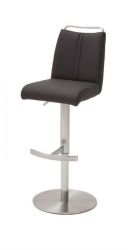 Barstuhl Giulia in anthrazit Nubuklederoptik und Edelstahl gebürstet Barhocker mit Griffleiste höhenverstellbar Barstuhl Giulia in anthrazit Nubuklederoptik und Edelstahl gebürstet Barhocker mit Griffleiste höhenverstellbar