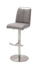 Barstuhl Giulia in eisgrau Nubuklederoptik und Edelstahl gebürstet Barhocker mit Griffleiste höhenverstellbar Barstuhl Giulia in eisgrau Nubuklederoptik und Edelstahl gebürstet Barhocker mit Griffleiste höhenverstellbar