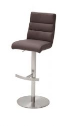 Barstuhl Giulia in braun Leder und Edelstahl gebürstet Barhocker mit Griff hinten höhenverstellbar Barstuhl Giulia in braun Leder und Edelstahl gebürstet Barhocker mit Griff hinten höhenverstellbar