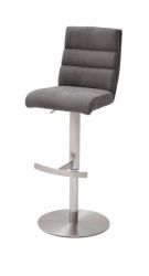 Barstuhl Giulia in anthrazit Feingewebe und Edelstahl gebürstet Barhocker mit Griff hinten höhenverstellbar Barstuhl Giulia in anthrazit Feingewebe und Edelstahl gebürstet Barhocker mit Griff hinten höhenverstellbar