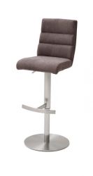 Barstuhl Giulia in braun Feingewebe und Edelstahl gebürstet Barhocker mit Griff hinten höhenverstellbar Barstuhl Giulia in braun Feingewebe und Edelstahl gebürstet Barhocker mit Griff hinten höhenverstellbar