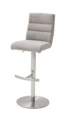 Barstuhl Giulia in eisgrau Feingewebe und Edelstahl gebürstet Barhocker mit Griff hinten höhenverstellbar Barstuhl Giulia in eisgrau Feingewebe und Edelstahl gebürstet Barhocker mit Griff hinten höhenverstellbar