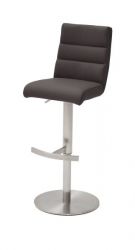 Barstuhl Giulia in anthrazit Nubuklederoptik und Edelstahl gebürstet Barhocker mit Griff hinten höhenverstellbar Barstuhl Giulia in anthrazit Nubuklederoptik und Edelstahl gebürstet Barhocker mit Griff hinten höhenverstellbar
