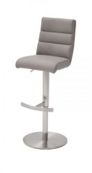 Barstuhl Giulia in eisgrau Nubuklederoptik und Edelstahl gebürstet Barhocker mit Griff hinten höhenverstellbar Barstuhl Giulia in eisgrau Nubuklederoptik und Edelstahl gebürstet Barhocker mit Griff hinten höhenverstellbar