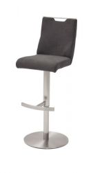 Barstuhl Giulia in anthrazit Feingewebe und Edelstahl gebürstet Barhocker mit Griffloch höhenverstellbar Barstuhl Giulia in anthrazit Feingewebe und Edelstahl gebürstet Barhocker mit Griffloch höhenverstellbar