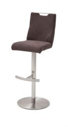 Barstuhl Giulia in braun Feingewebe und Edelstahl gebürstet Barhocker mit Griffloch höhenverstellbar Barstuhl Giulia in braun Feingewebe und Edelstahl gebürstet Barhocker mit Griffloch höhenverstellbar
