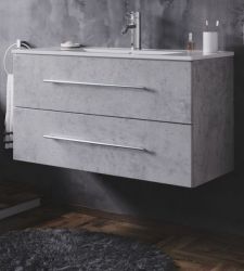 Badezimmer Waschbeckenunterschrank Homeline in Stone Design grau inkl. Waschbecken hängend 90 x 54 cm