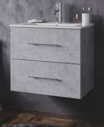 Badezimmer Waschbeckenunterschrank Homeline in Stone Design grau inkl. Waschbecken hängend 60 x 54 cm