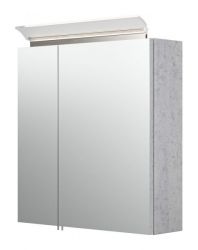 Badezimmer Spiegelschrank Homeline in Stone Design grau inkl. LED Badschrank 2-türig 60 x 62 cm