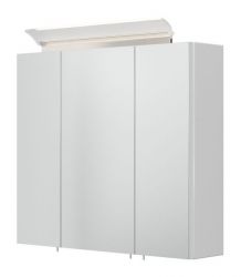 Badezimmer Spiegelschrank Homeline in weiß Hochglanz inkl. LED Badschrank 3-türig 70 x 62 cm