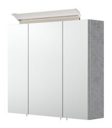 Badezimmer Spiegelschrank Homeline in Stone Design grau inkl. LED Badschrank 3-türig 70 x 62 cm