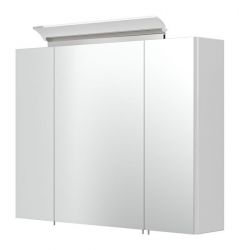 Badezimmer Spiegelschrank Homeline in weiß Hochglanz inkl. LED Badschrank 3-türig 80 x 62 cm