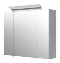 Badezimmer Spiegelschrank Homeline in Stone Design grau inkl. LED Badschrank 3-türig 80 x 62 cm