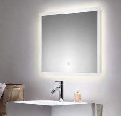 Badezimmer Spiegel Homeline in weiß inkl. LED Beleuchtung mit Touch Bedienung Badspiegel 80 x 60 cm