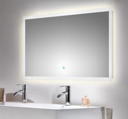 Badezimmer Spiegel Homeline in weiß inkl. LED Beleuchtung mit Touch Bedienung Badspiegel 120 x 65 cm