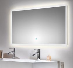 Badezimmer Spiegel Homeline in weiß inkl. LED Beleuchtung mit Touch Bedienung Badspiegel 140 x 60 cm