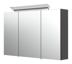 Badezimmer Spiegelschrank Teramo in anthrazit Seidenglanz inkl. LED Badschrank 3-türig 100 x 62 cm