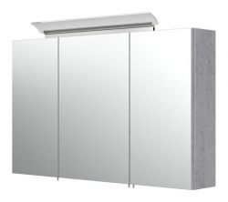 Badezimmer Spiegelschrank Livono in Stone Design grau inkl. LED Badschrank 3-türig 100 x 62 cm