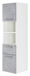 Badezimmer Hochschrank Viva in Stone Design grau und weiß Badschrank hängend 35 x 135 cm