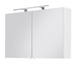 Badezimmer Spiegelschrank Viva in weiß inkl. LED Badschrank 2-türig 100 x 62 cm