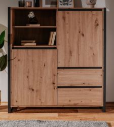 Highboard Malta in Artisan Eiche und Anthrazit im Industrie Look 120 x 140 cm
