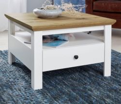 Couchtisch Universal in weiß mit Artisan Eiche im Landhausstil 70 x 70 cm Couchtisch Universal in weiß mit Artisan Eiche im Landhausstil 70 x 70 cm