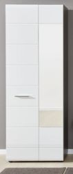 Garderobenschrank Line in weiß Hochglanz und Sardegna grau Rauchsilber Flurschrank 60 x 191 cm Garderobenschrank Line in weiß Hochglanz und Sardegna grau Rauchsilber Flurschrank 60 x 191 cm