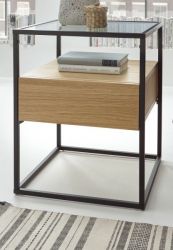 Beistelltisch Evora in Eiche mit Metallgestell und Glasplatte 43 x 43 cm Beistelltisch Evora in Eiche mit Metallgestell und Glasplatte 43 x 43 cm