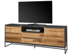 TV-Lowboard Asmara Eiche Echtholz Furnier und anthrazit lackiert TV-Unterteil in Komforthöhe 184 x 69 cm