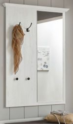 Garderobenpaneel Hooge in Pinie weiß Landhaus Wandgarderobe mit Spiegel 105 x 140 cm Garderobenpaneel Hooge in Pinie weiß Landhaus Wandgarderobe mit Spiegel 105 x 140 cm
