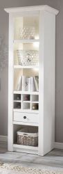 Regalschrank Hooge in Pinie weiß Landhaus Vitrine mit Weinregal 58 x 207 cm Regalschrank Hooge in Pinie weiß Landhaus Vitrine mit Weinregal 58 x 207 cm