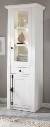 Vitrine Hooge in Pinie weiß Landhaus Vitrinenschrank 63 x 207 cm Vitrine Hooge in Pinie weiß Landhaus Vitrinenschrank 63 x 207 cm