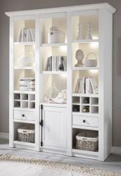 Buffet Hooge in Pinie weiß Landhaus Buffetschrank mit Weinregal 147 x 207 cm Buffet Hooge in Pinie weiß Landhaus Buffetschrank mit Weinregal 147 x 207 cm