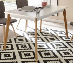 Esstisch Helge in wei und Eiche Riviera Kchentisch skandinavisch ausziehbar mit Einlegeplatte 140 / 180 x 80 cm