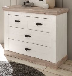 Kommode Rovola in Pinie weiß / Oslo Pinie Landhaus 107 x 84 cm Schubladenkommode Kommode Rovola in Pinie weiß / Oslo Pinie Landhaus 107 x 84 cm Schubladenkommode