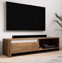 TV-Lowboard Toms in Eiche Burgundy und weiß TV-Unterteil 140 x 35 cm