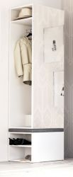 Garderobe Brighty in weiß Set 2-tlg. mit Spiegel und Sitzhocker gepolstert 50 x 190 cm