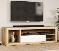 TV-Lowboard Ways in Wotan Eiche und weiß TV-Unterteil 140 x 43 cm