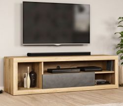 TV-Lowboard Ways in Wotan Eiche und Matera grau TV-Unterteil 140 x 43 cm