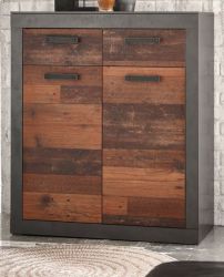 Kommode Ward in Old Used Wood Shabby Design mit Matera grau 92 x 104 cm Kommode Ward in Old Used Wood Shabby Design mit Matera grau 92 x 104 cm