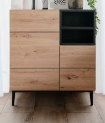 Kommode Liam in Artisan Eiche und schwarz 80 x 90 cm Kommode Liam in Artisan Eiche und schwarz 80 x 90 cm