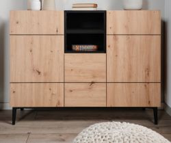 Kommode Liam in Artisan Eiche und schwarz 120 x 90 cm