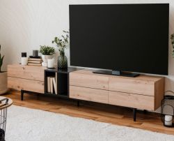 TV-Lowboard Liam in Artisan Eiche und schwarz TV-Unterteil 195 x 48 cm