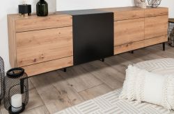 TV-Lowboard Liam in Artisan Eiche und schwarz TV-Unterteil 200 x 65 cm