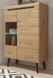 Vitrine Ronson in Artisan Eiche und schwarz Highboard skandinavisch 90 x 134 cm Vitrine Ronson in Artisan Eiche und schwarz Highboard skandinavisch 90 x 134 cm
