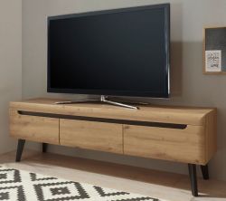 TV-Lowboard Ronson in Artisan Eiche und schwarz TV-Unterteil skandinavisch 160 x 50 cm